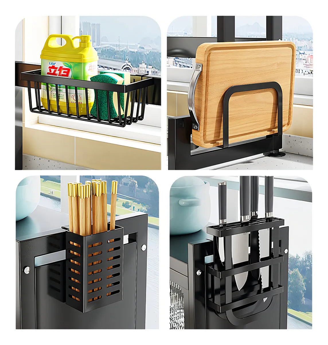 Soportes multifuncionales para cocina 🍽️🍎🥦 Escurre y organiza tus platos