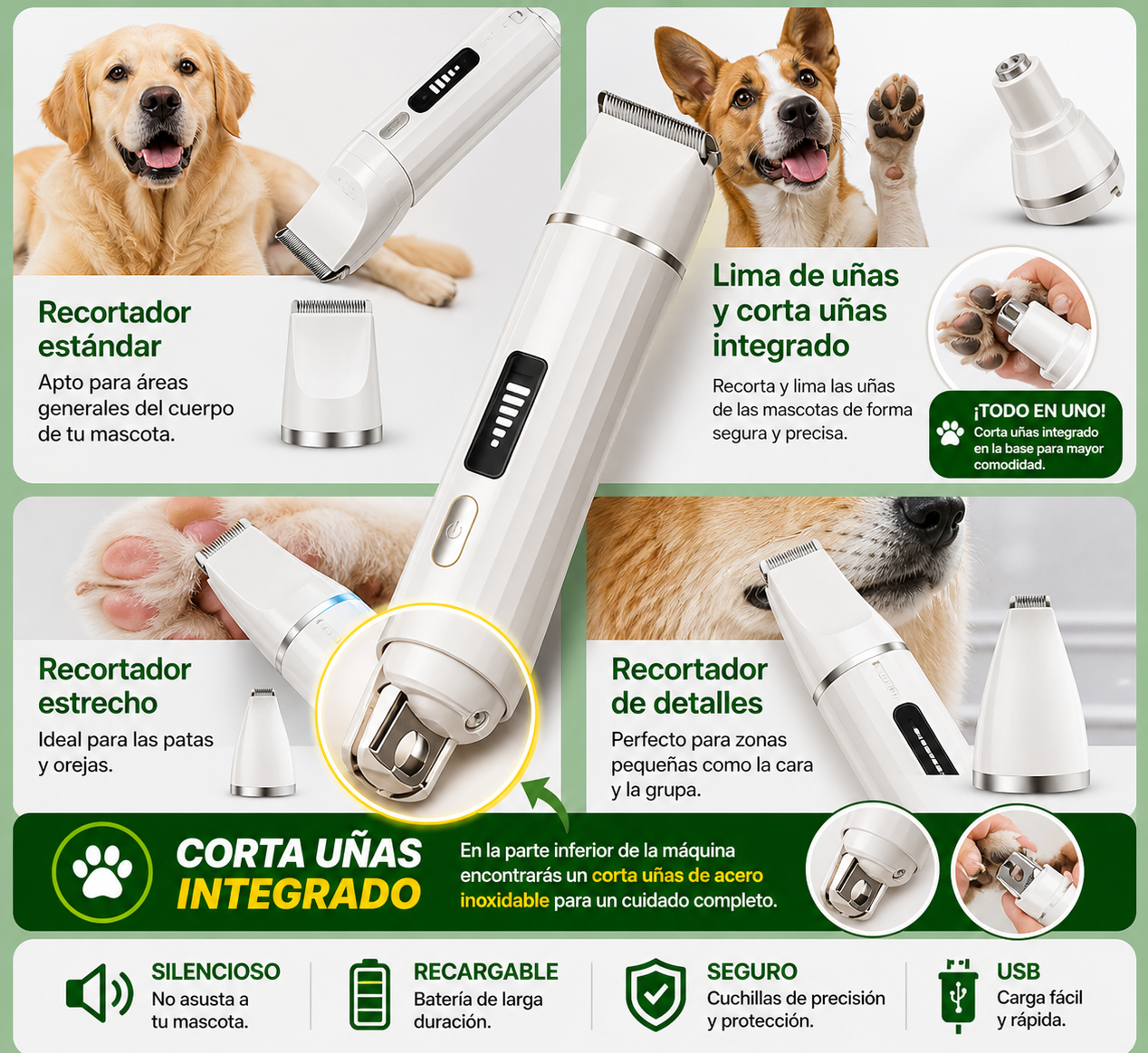 Máquina Cortapelo 5 en 1 para Mascotas