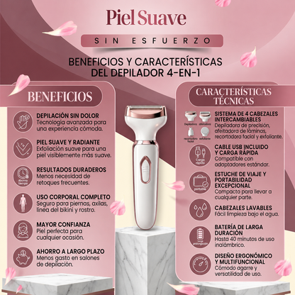 Depiladora Facial y Corporal 4 en 1 💖 Precisión y Cuidado Total 🌸 ¡OFERTA ESPECIAL!