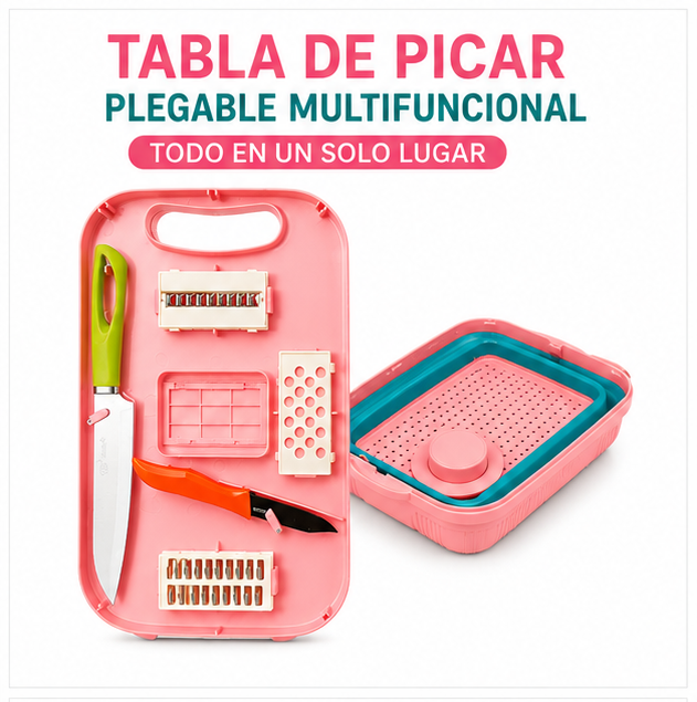 Tabla de Picar Plegable Multifuncional – Cocina Fácil y Rápida, Todo en Un Solo Set