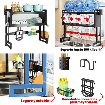 Soportes multifuncionales para cocina 🍽️🍎🥦 Escurre y organiza tus platos
