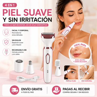 Depiladora Facial y Corporal 4 en 1 💖 Precisión y Cuidado Total 🌸 ¡OFERTA ESPECIAL!
