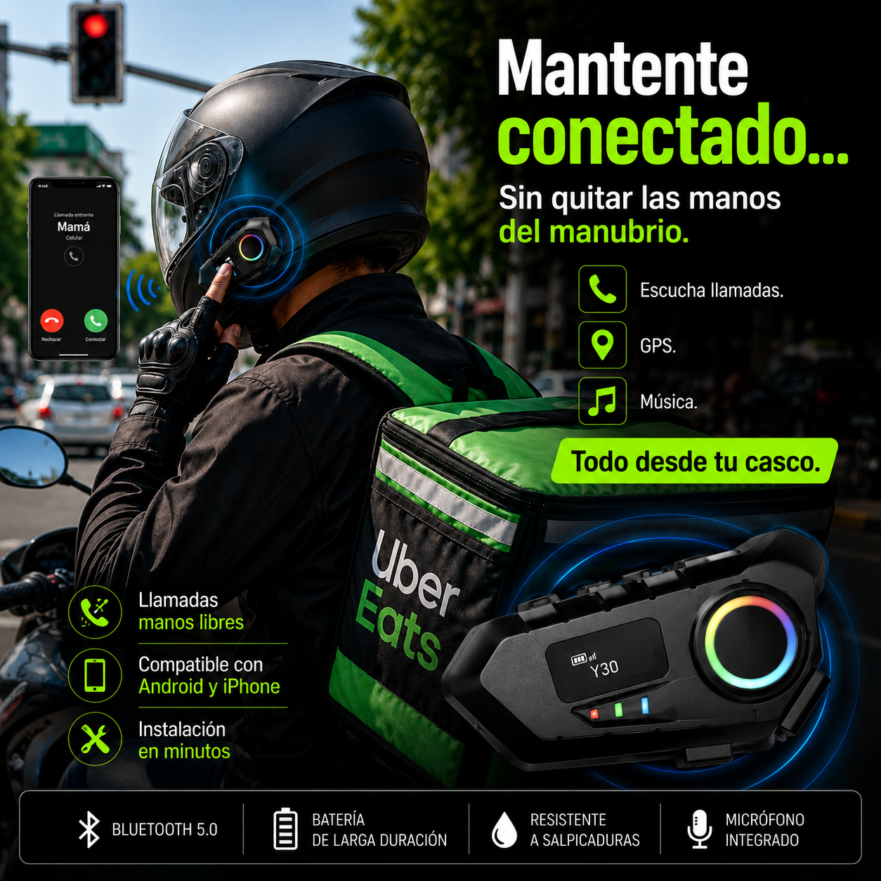 🎧 Conduce Seguro Sin Sacar Tu Celular | Manos Libres Bluetooth para Casco