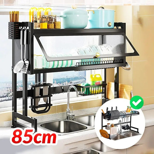 Escurridor Organizador de Platos con Gavetero de acero inoxidable