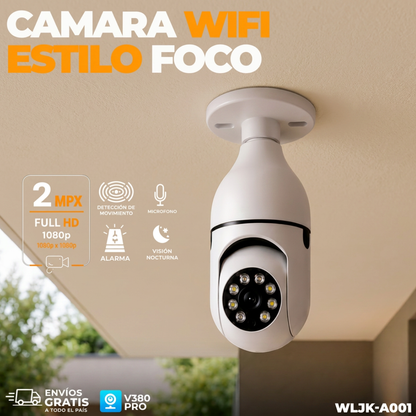 Cámara de Seguridad WiFi 360° 1080P | Monitorea tu Hogar desde el Celular
