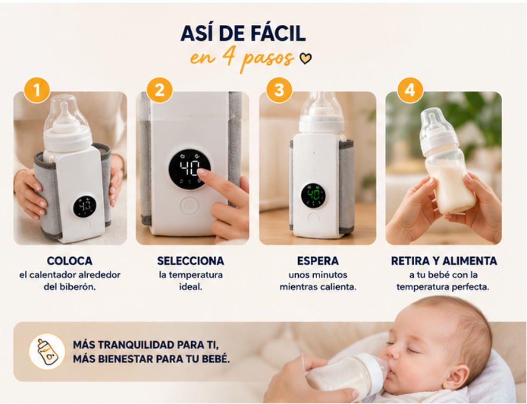 🍼 Leche Lista Donde Estés | Calentador Portátil e Inalámbrico para Biberón