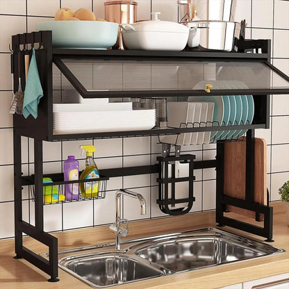 Escurridor Organizador de Platos con Gavetero de acero inoxidable