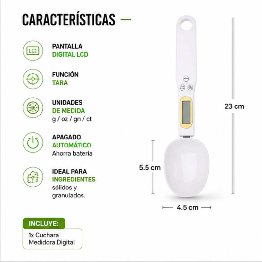 Cuchara Medidora Digital de Precisión | Pesa Ingredientes con Exactitud y Logra Recetas Perfectas