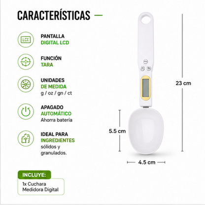 Cuchara Medidora Digital de Precisión | Pesa Ingredientes con Exactitud y Logra Recetas Perfectas