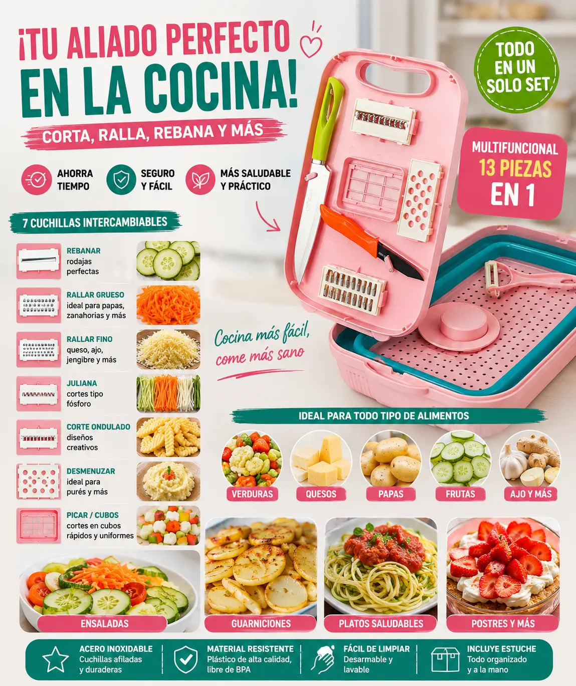 Tabla de Picar Plegable Multifuncional – Cocina Fácil y Rápida, Todo en Un Solo Set